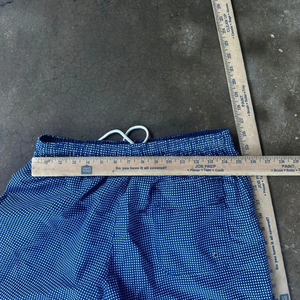 Cotton Brothers Swim Trunks Mens M Blue Gingham Check Drawstring Shorts